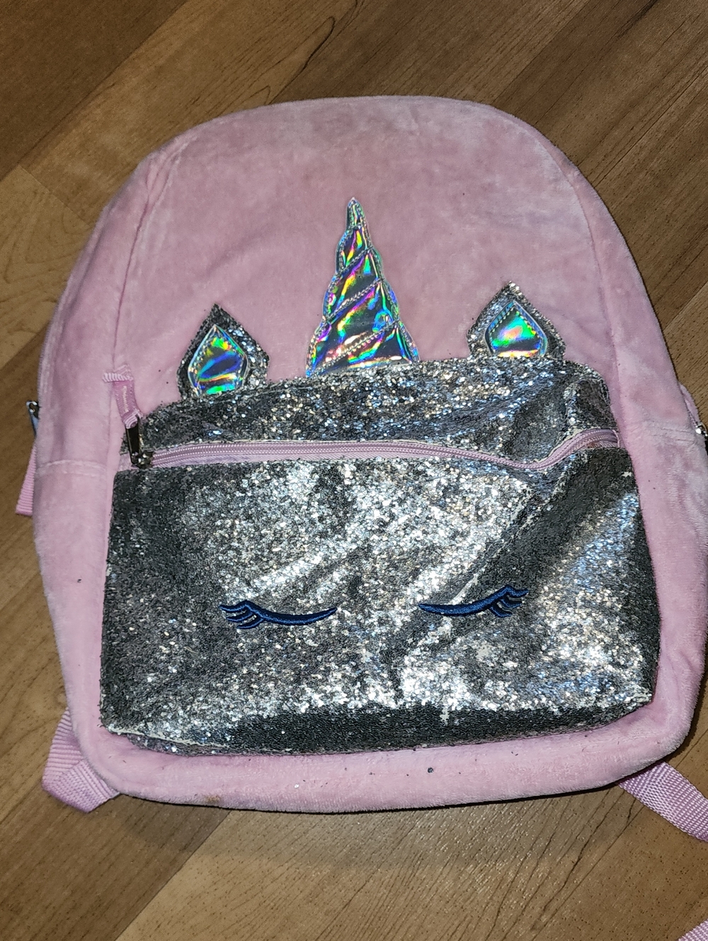 Kids Pink Unicorn Sequin Backpack with Silver Sparkle Pocket